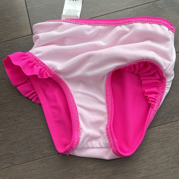 JOE FRESH Baby Girl Bathing Suit Swim Set Two-Piece Pink White Daisy Ruffle - Picture 10 of 13